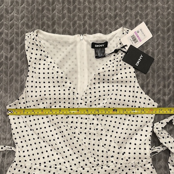 NWT DKNY Midi Faux Wrap Chiffon/crepe Black & White Dress - Picture 6 of 12